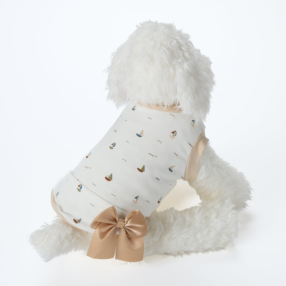 【即納2026春夏新作】NAUTIC T-S BOW BEIGE｜犬服｜春夏｜Tシャツ
