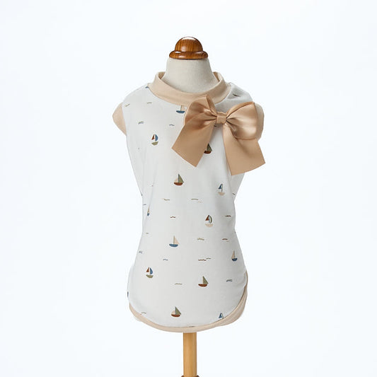 【即納2026春夏新作】NAUTIC T-S BOW BEIGE｜犬服｜春夏｜Tシャツ