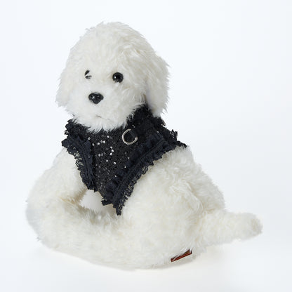 【即納2026春夏新作】AQUILINA LACE NERO（BLACK）ハーネス・リードセット ｜犬服｜春夏｜ハーネス｜リード