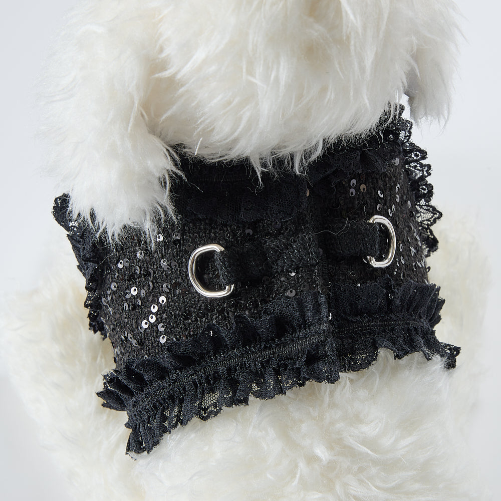 【即納2026春夏新作】AQUILINA LACE NERO（BLACK）ハーネス・リードセット ｜犬服｜春夏｜ハーネス｜リード