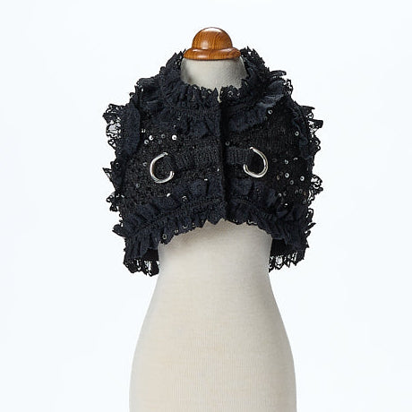 【即納2026春夏新作】AQUILINA LACE NERO（BLACK）ハーネス・リードセット ｜犬服｜春夏｜ハーネス｜リード